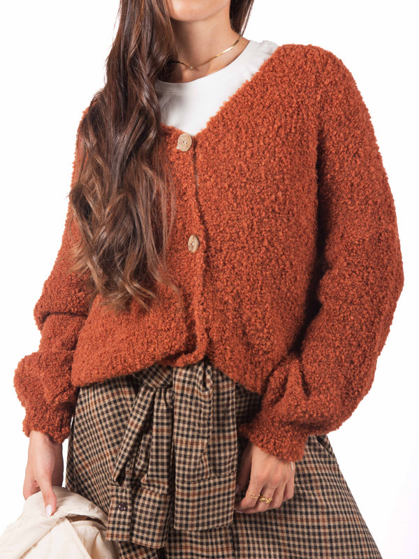Cardigan Oversize in Maglia Bouclé da donna Miss love