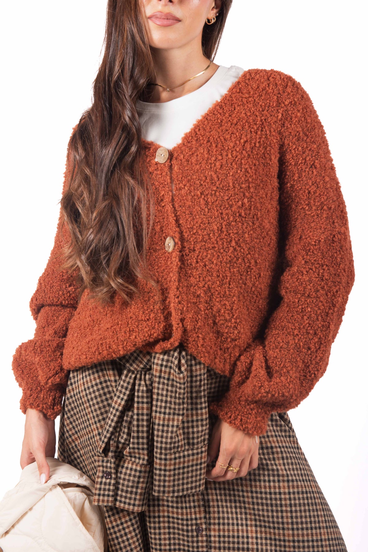 Cardigan Oversize in Maglia Bouclé donna Miss love - 1