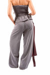Completo Gessato Grigio con Top Bustier e Pantaloni Ampi donna Miss love - 5