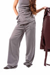 Completo Gessato Grigio con Top Bustier e Pantaloni Ampi donna Miss love - 3