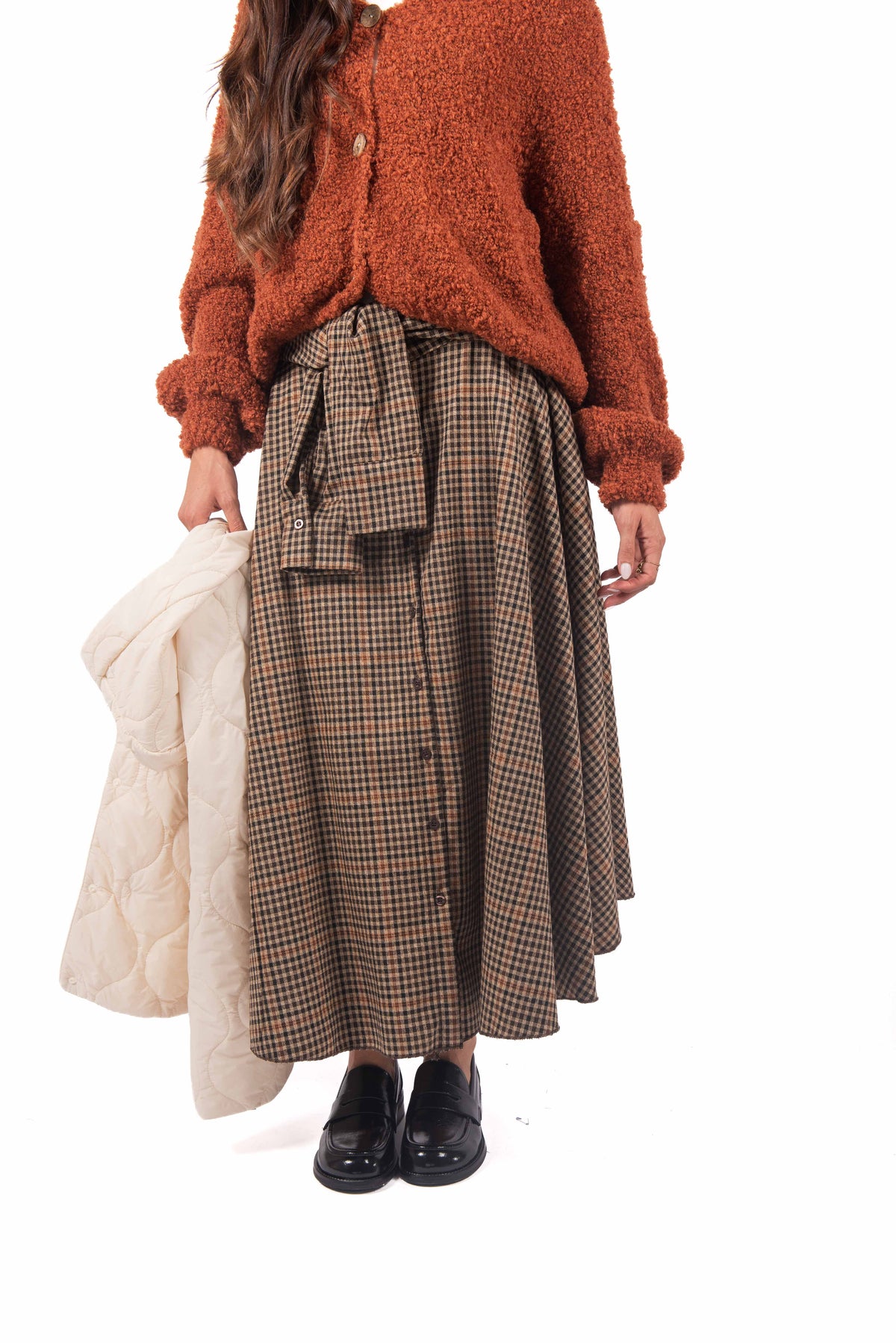 Gonna Midi a Quadri con Fiocco in Vita donna Miss love - 4