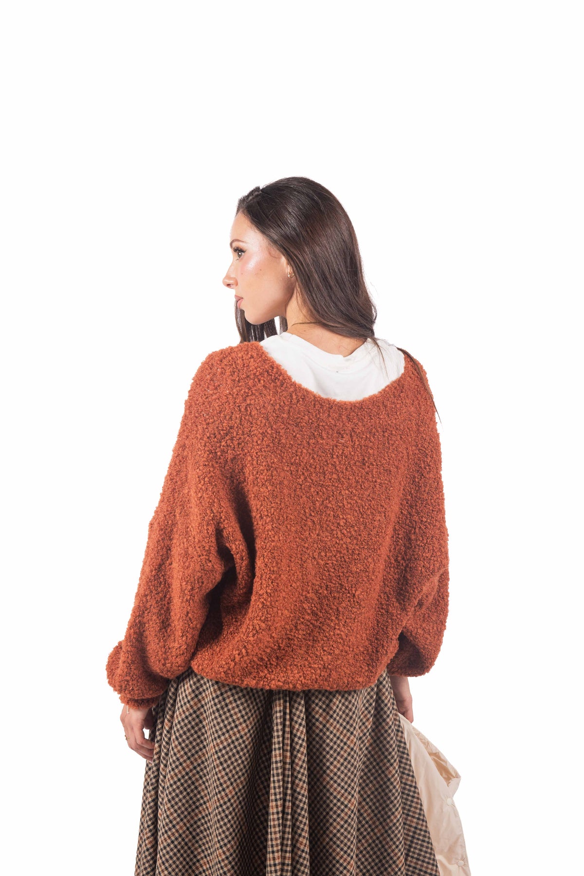 Cardigan Oversize in Maglia Bouclé donna Miss love - 4