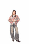 Giacca Trapuntata a Fiori con Colletto Effetto Pelle donna Miss love - 1