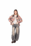 Giacca Trapuntata a Fiori con Colletto Effetto Pelle donna Miss love - 2