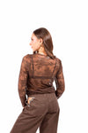 Maglia in Pizzo Cioccolato a Maniche Lunghe donna Miss love - 3