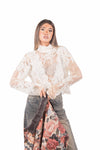 Crop Top in Pizzo con Collo Alto donna Miss love - 4