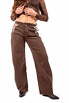 Jeans Barrel Fit Cioccolato con Dettaglio Cut-Out donna Miss love - 3