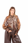 Camicia in Chiffon Patchwork con Collo Lavallière donna Miss love - 1