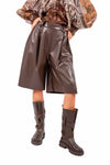 Bermuda in Ecopelle Cioccolato con Pinces donna Miss love - 1