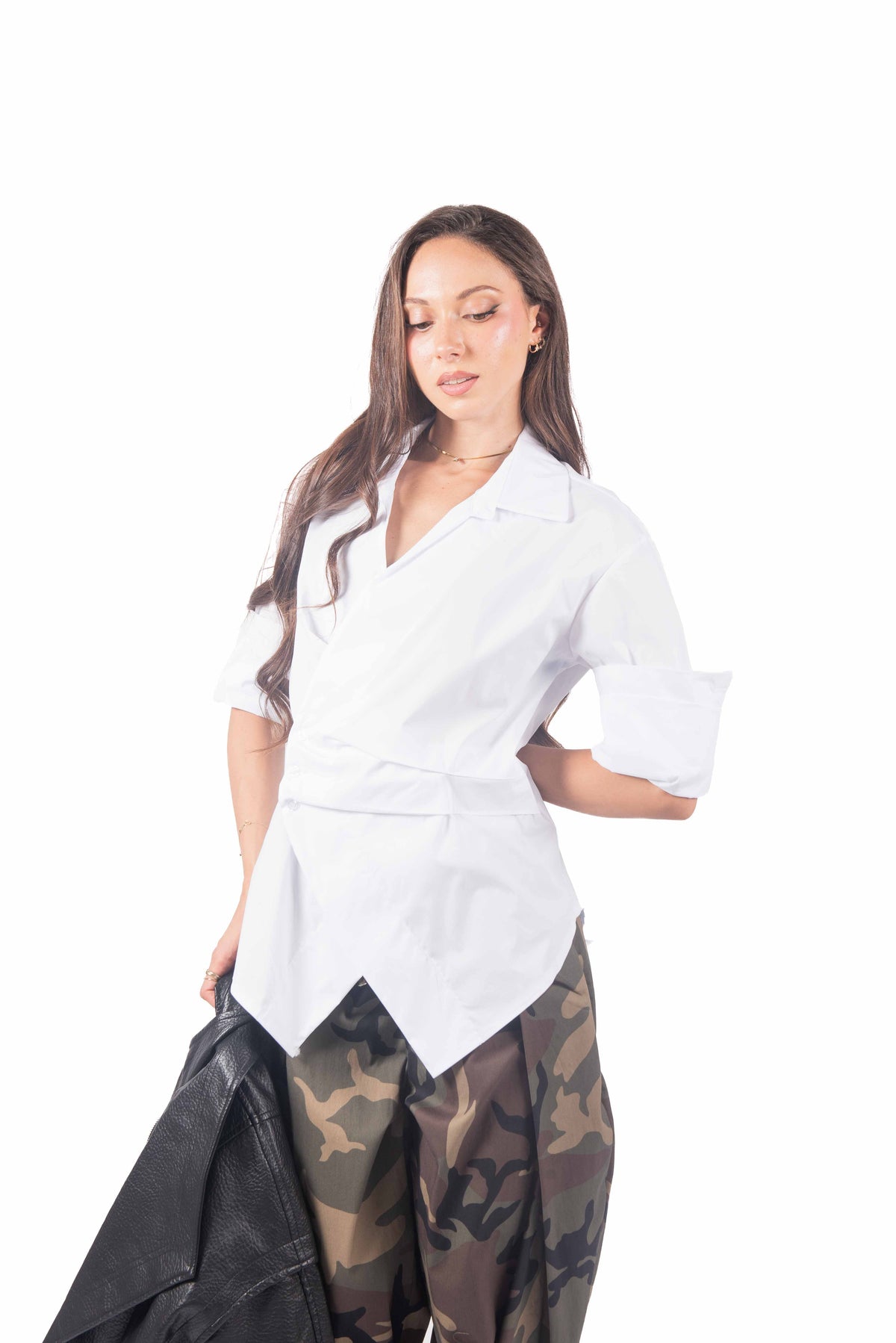 Camicia Popeline con Incrocio Bianca donna Miss love - 4
