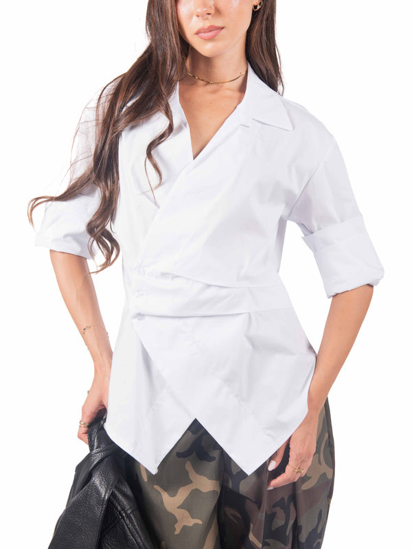 Camicia Popeline con Incrocio Bianca da donna Miss love