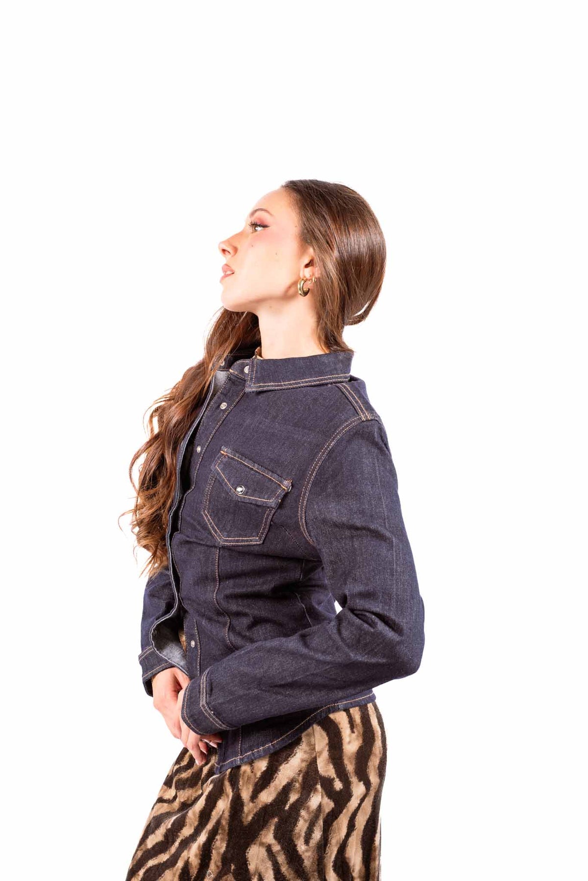 Camicia in Denim Scuro Western donna Miss love - 5
