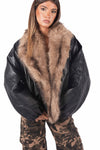 Bomber Oversize EcoPelle con Collo in Ecopelliccia donna Miss love - 2