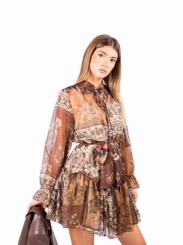 Abito Corto in Chiffon a Balze da donna Miss love