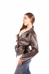Blazer in Ecopelle Marrone Moka con Cintura donna Miss love - 2