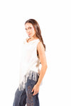 Top in Satin Panna con Frange donna Miss love - 3