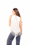 Top in Satin Panna con Frange donna Miss love - 2