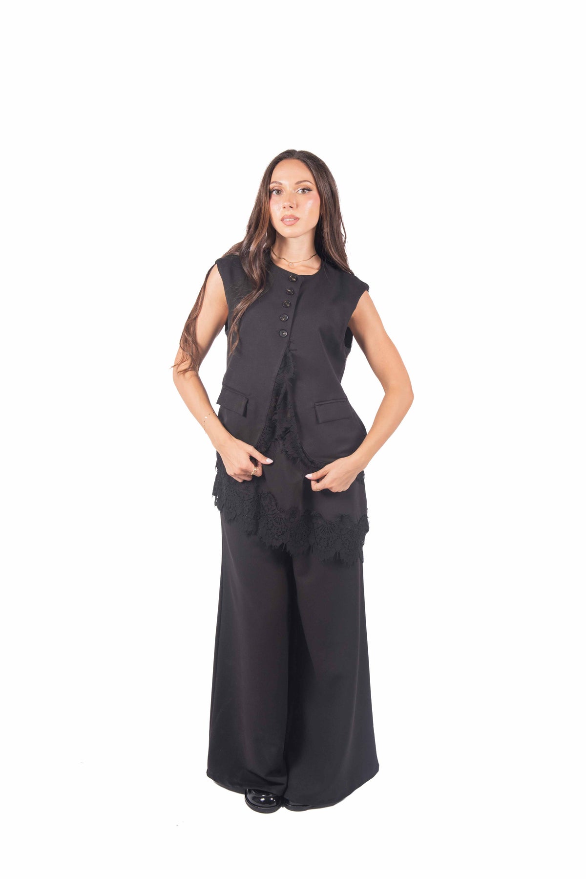 Gilet Strutturato con Pizzo Nero donna Miss love - 3