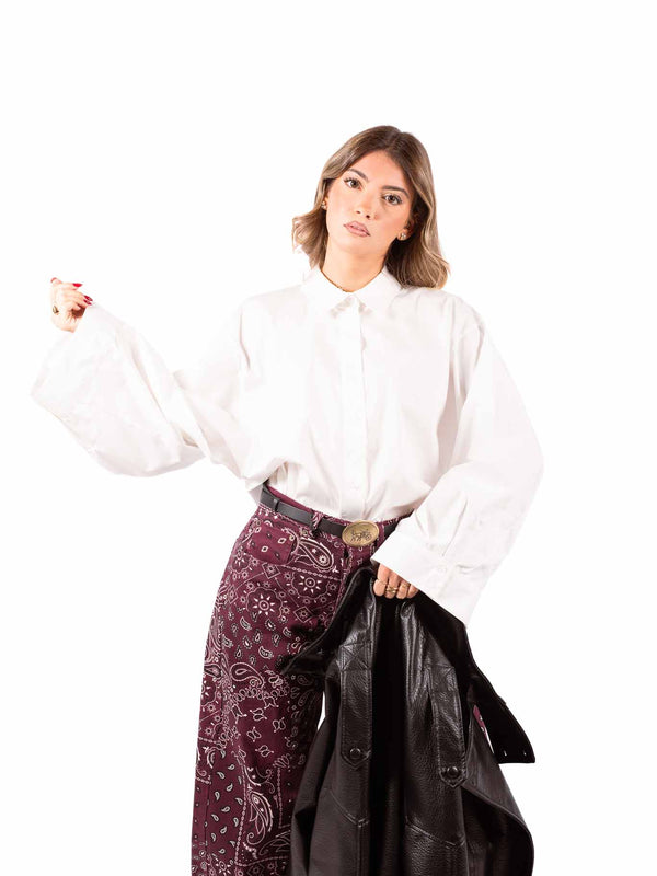 Camicia Popeline Bianca con Manica Larga da donna Tensione in
