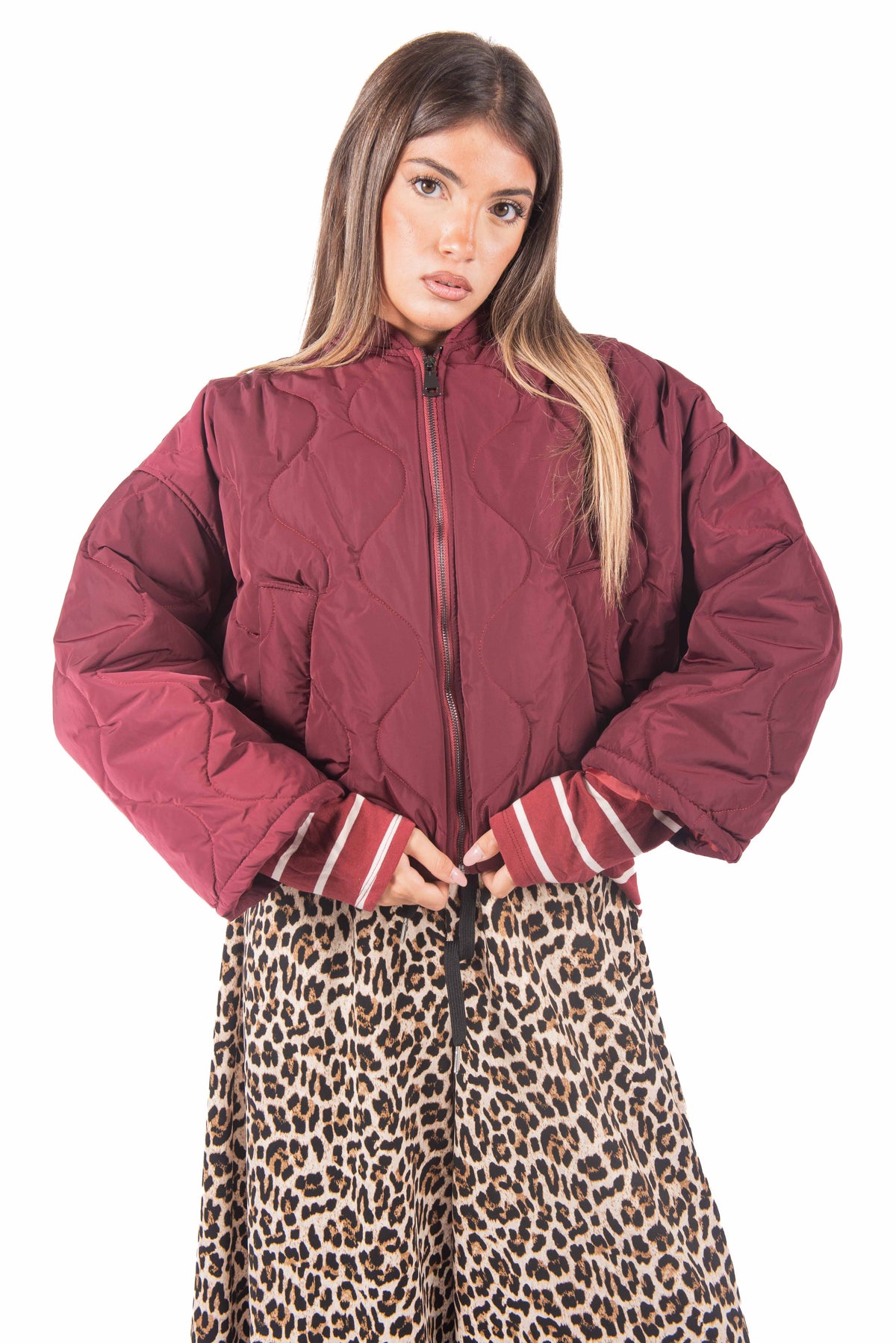 Bomber Trapuntato Bordeaux donna Miss love - 1