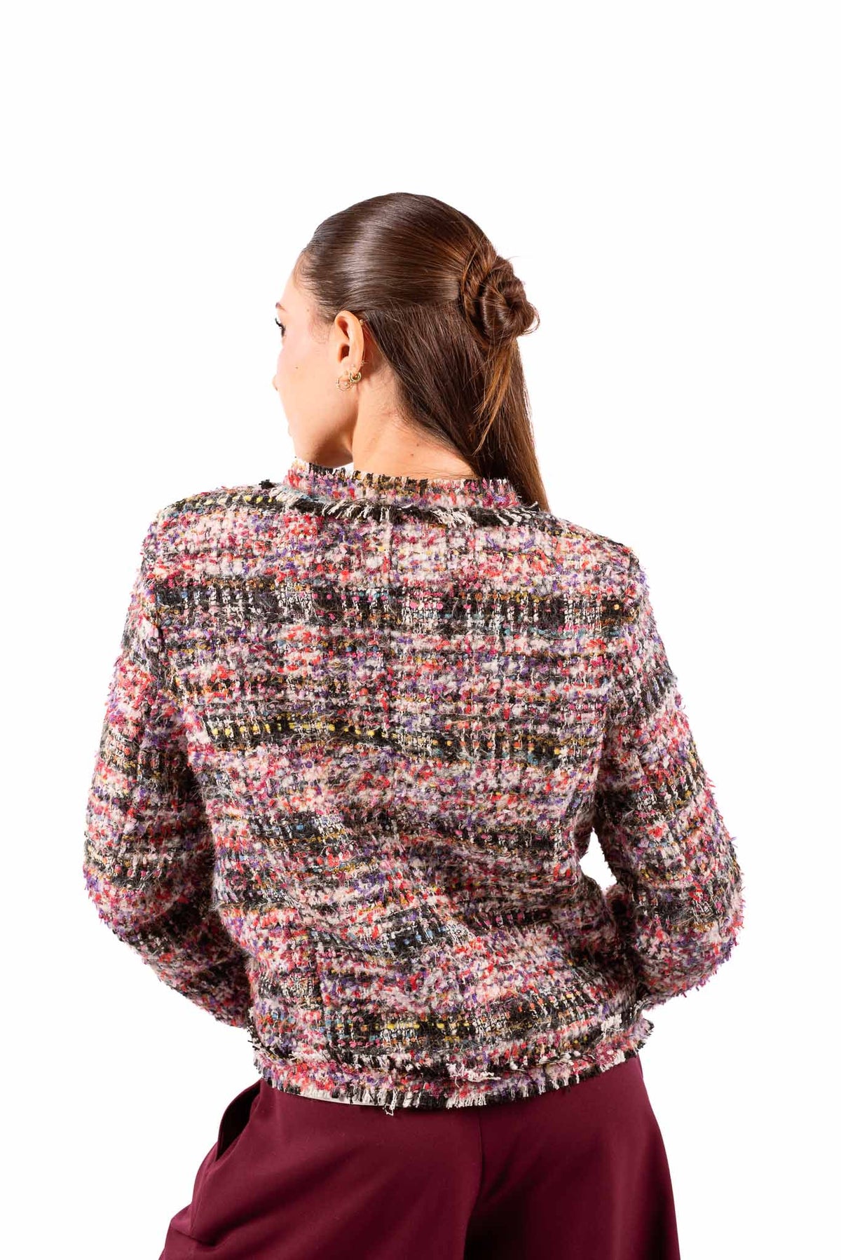 Giacca Corta in Tweed Multicolor con Bottoni Goffrati donna Tensione in - 3