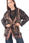 Cardigan in Maglia Jacquard con Frange e Cintura donna Miss love - 1