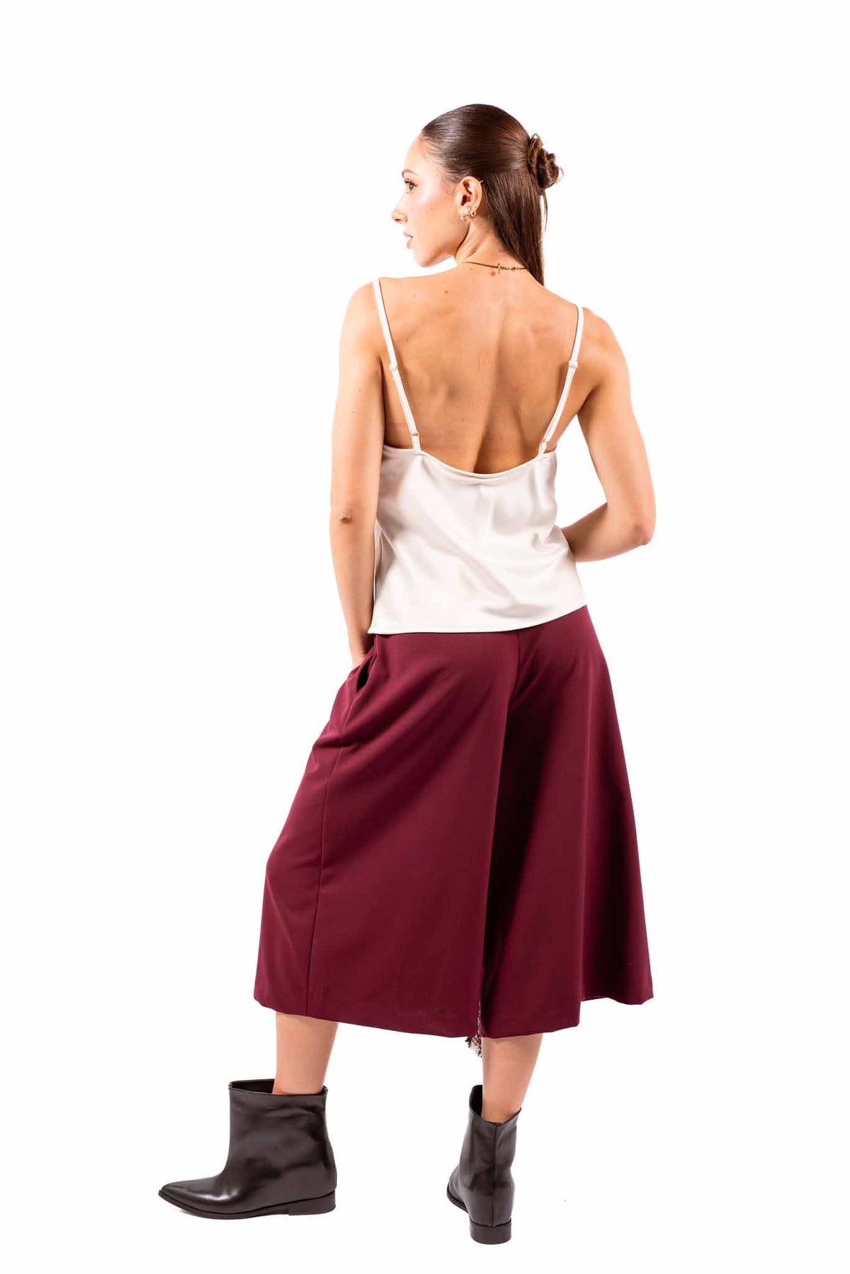 Top Canotta in Satin Panna con Pizzo donna Tensione in - 4