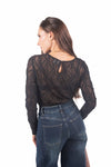 Maglia in Pizzo Strutturato Nera donna Miss love - 2