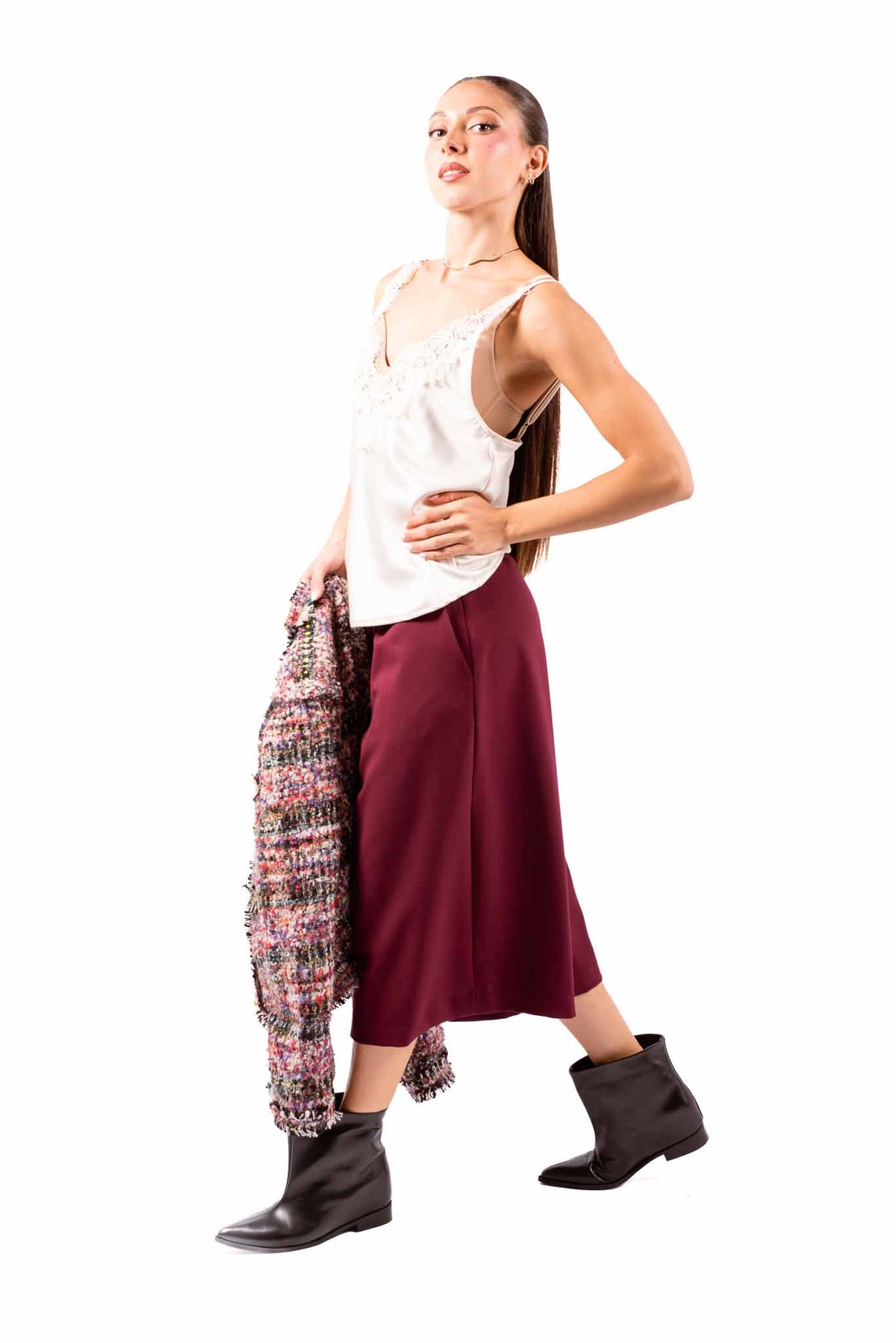 Top Canotta in Satin Panna con Pizzo donna Tensione in - 5