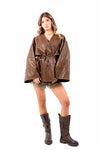 Giacca Kimono in Ecopelle Tabacco con Cintura donna Tensione in - 1