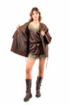 Shorts Satin Cioccolato con Pizzo a Contrasto e Cintura donna Tensione in - 3
