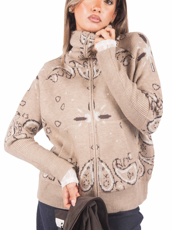 Felpa in Maglia Jacquard con Zip da donna Miss love