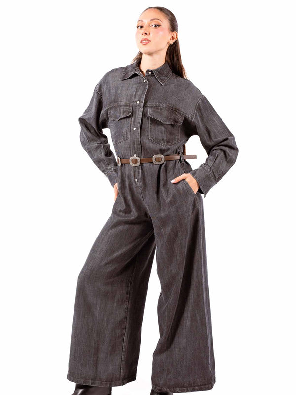 Tuta Jumpsuit Grigia con Cintura da donna Tensione in