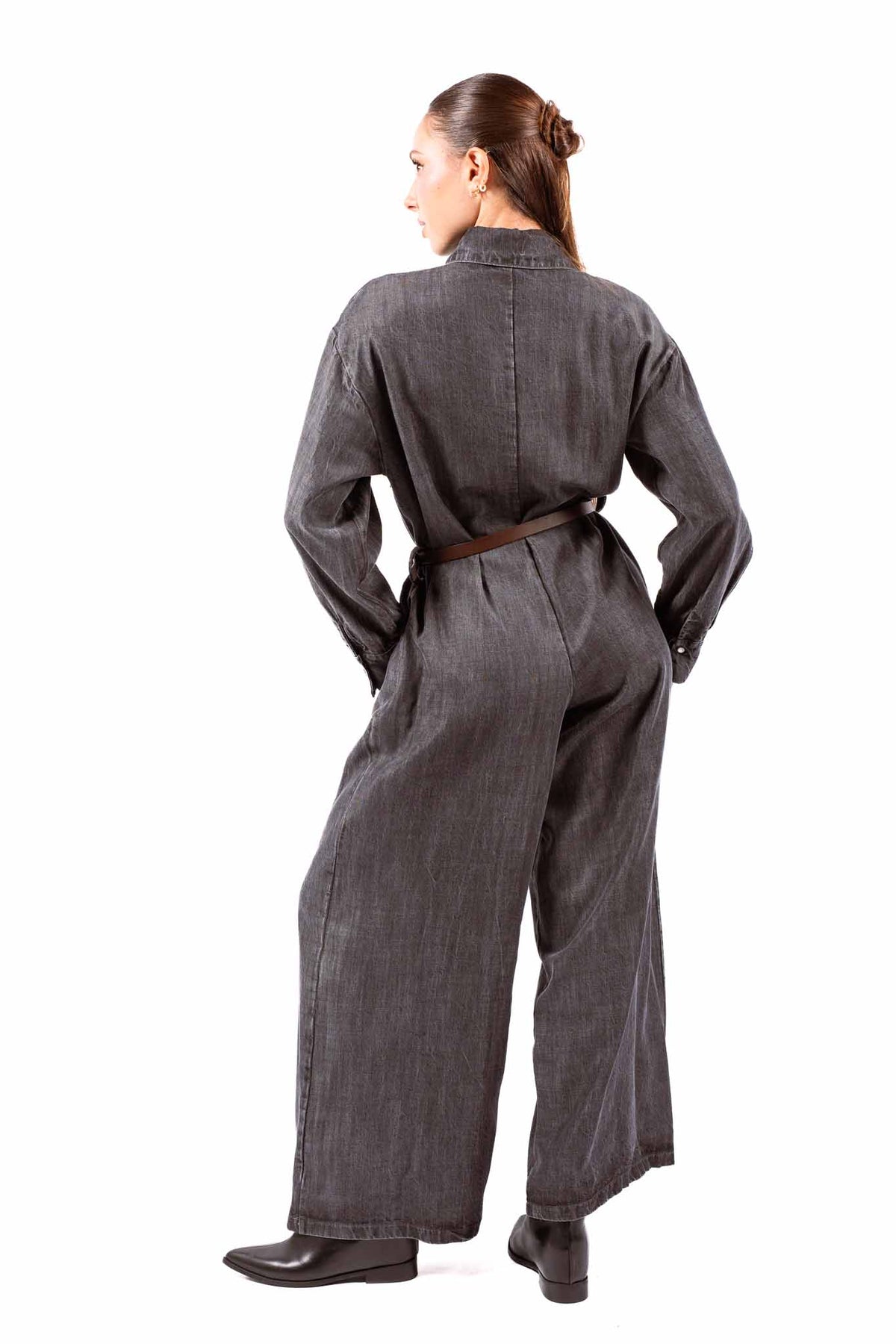 Tuta Jumpsuit Grigia con Cintura donna Tensione in - 4