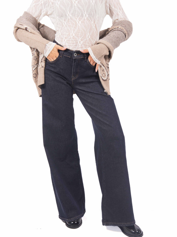 Jeans Wide Leg Lavaggio Scuro da donna Miss love