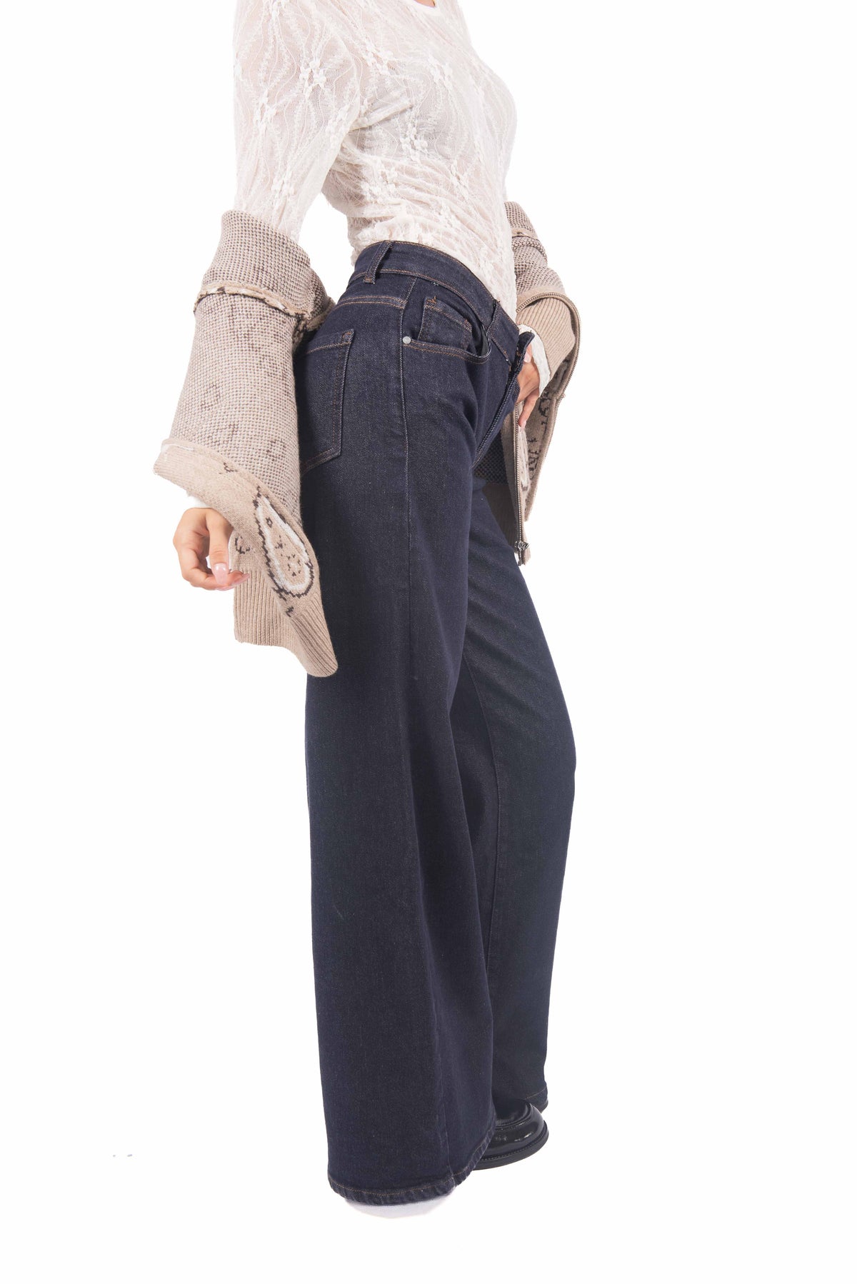 Jeans Wide Leg Lavaggio Scuro donna Miss love - 3