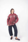 Cardigan in Maglia con Frange e Ricami Bordeaux donna Miss love - 1
