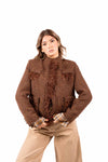 Giacca Corta in Tweed Marrone con Frange e Paillettes donna Tensione in - 1