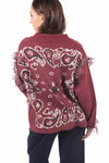 Cardigan in Maglia con Frange e Ricami Bordeaux donna Miss love - 3