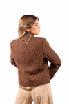 Giacca Corta in Tweed Marrone con Frange e Paillettes donna Tensione in - 3