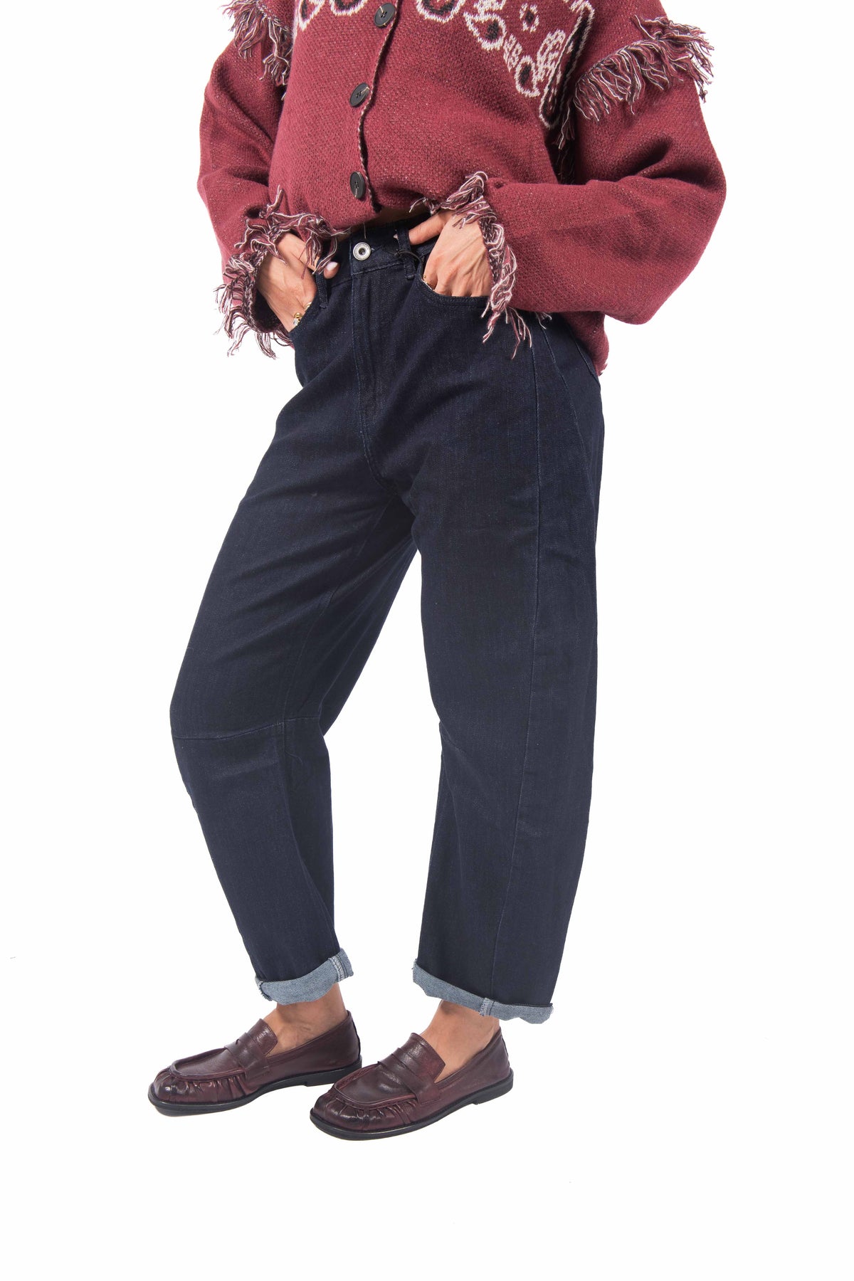 Jeans Barrel Fit Lavaggio Scuro donna Miss love - 3
