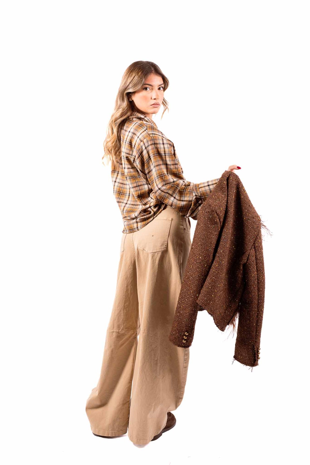 Camicia a Quadri Tartan Senape/Marrone donna Tensione in - 3