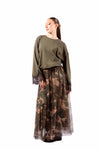 Maglia in Cotone Militare con Applicazione in Pizzo donna Tensione in - 1