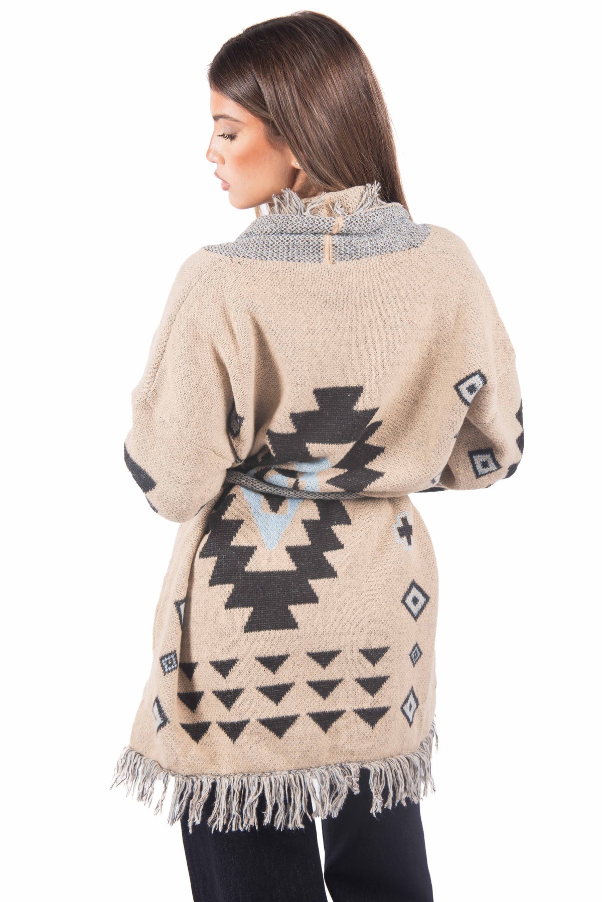 Cardigan in Maglia Jacquard con Frange donna Miss love - 2