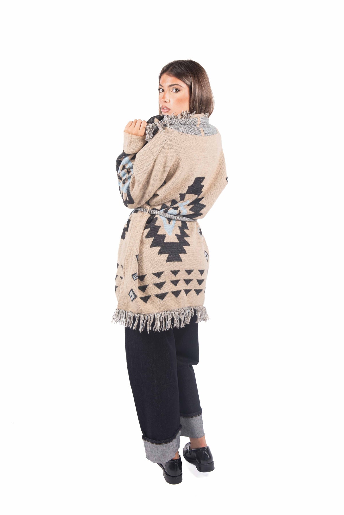 Cardigan in Maglia Jacquard con Frange donna Miss love - 4