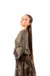 Maglia in Cotone Militare con Applicazione in Pizzo donna Tensione in - 5
