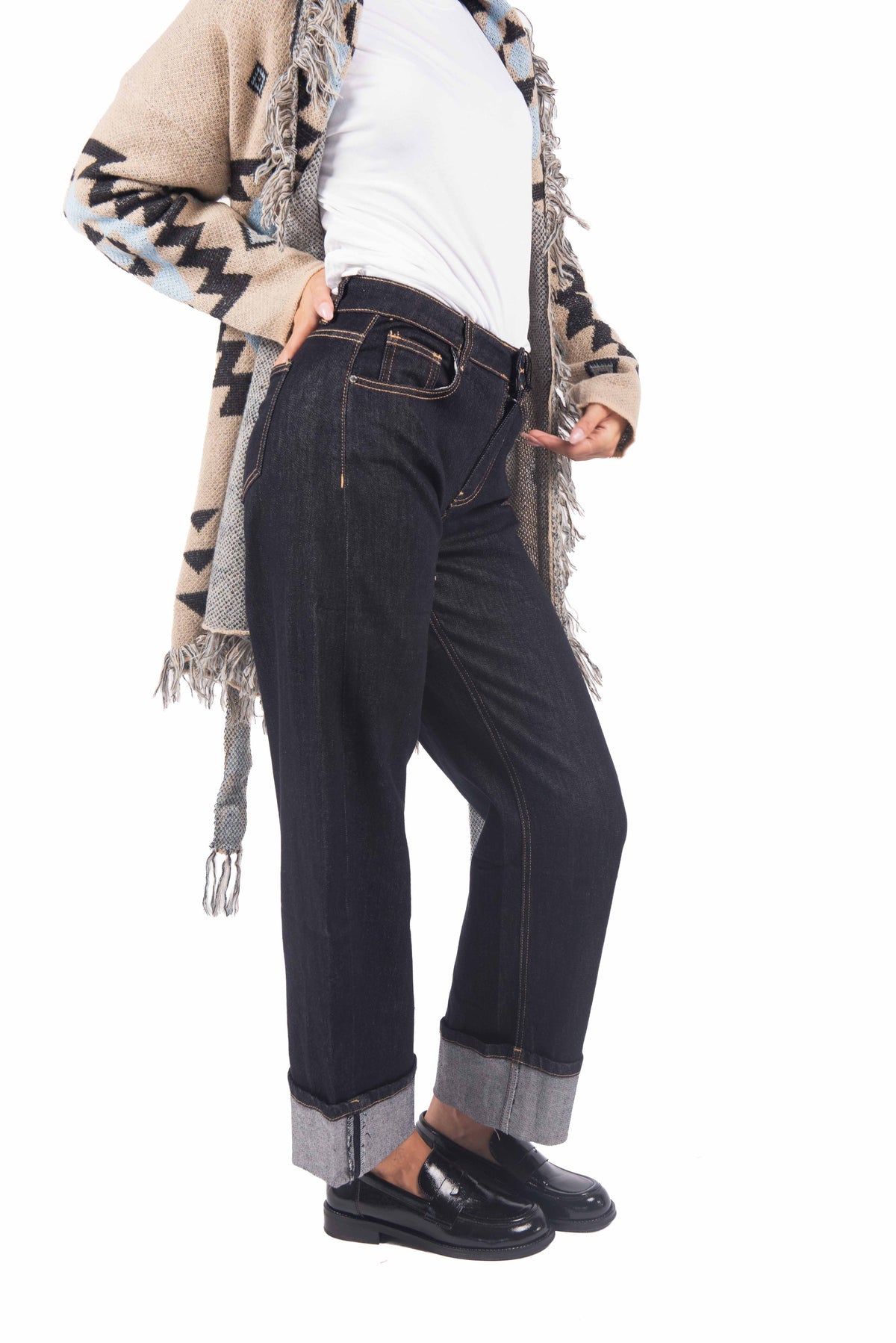 Jeans Barrel Fit Lavaggio Scuro donna Miss love - 3