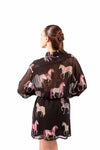 Abito Corto Chiffon Nero con Stampa e Cravatta Coordinata donna Tensione in - 5