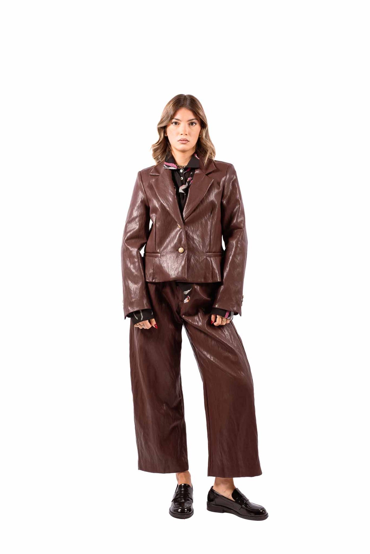 Blazer in Ecopelle Bordeaux donna Tensione in - 2