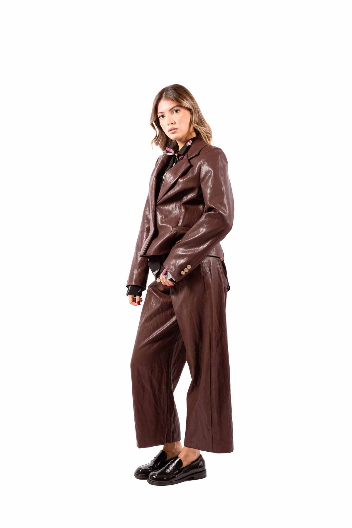 Blazer in Ecopelle Bordeaux donna Tensione in - 3